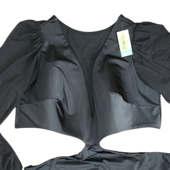 Swim by Cacique Swimsuit Womens Plus Size 24 Solid Black Cutout Beach One Piece - Picture 2 of 8